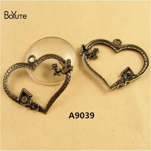 BoYuTe (50 Pieces/Lot) 41*34MM Antique Bronze Plated Zinc Alloy Heart Nest Charms Pendants for Jewelry Accessories Diy Handmade