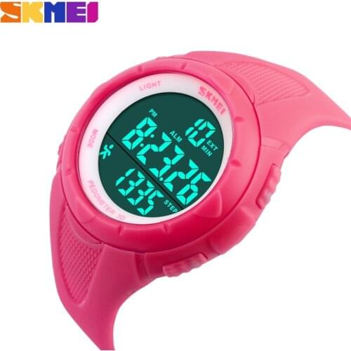 SKMEI Running Sports Wristwatches Women Pedometer LED Digital Watches 50M Waterproof Alarm Calendar Watches 1108