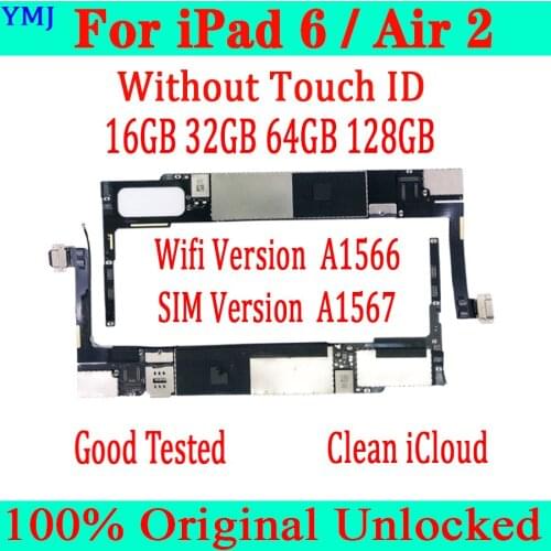 For ipad 6 WIFI/WIFI+SIM Version Motherboard with Clean iCloud,Original unlocked Wifi Cellular 3G Version for Ipad 6 Plate