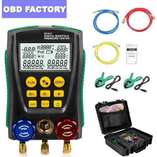 DY517 Pressure Gauge Refrigeration Digital Vacuum Pressure Manifold Tester Meter HVAC Temperature Tester
