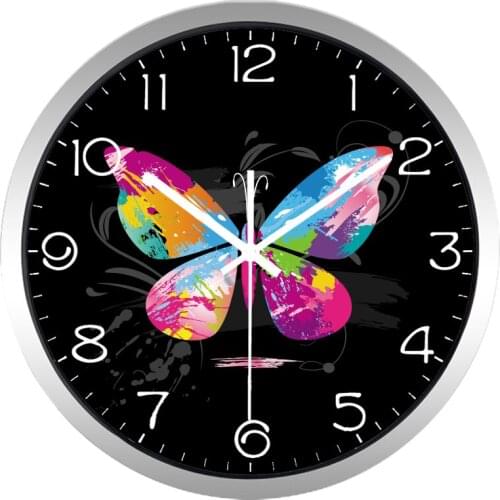 Graffiti Footprints Beautiful Butterfly for Men and Women Wall Clock Family Bedroom Decoration Slient Clock