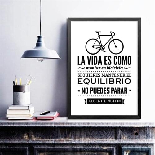 Spanish Life Quote Canvas Art Print Poster , Life is Like A Bicycle Canvas Painting Poster Spanish Home Living Room Decoration