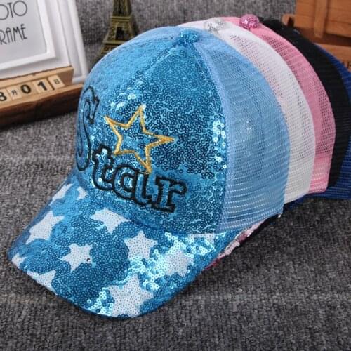 Adult Casual Adjustable mesh snapback hat Korean fashion Women Strar Embroidery baseball cap Girls casual sun visor hat