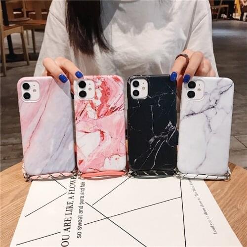 Classic marble stone granite Strap Cord Chain Phone Necklace Lanyard soft Cover For iPhone 11 Pro XS Max XR X 7 8 Plus 6 s plus