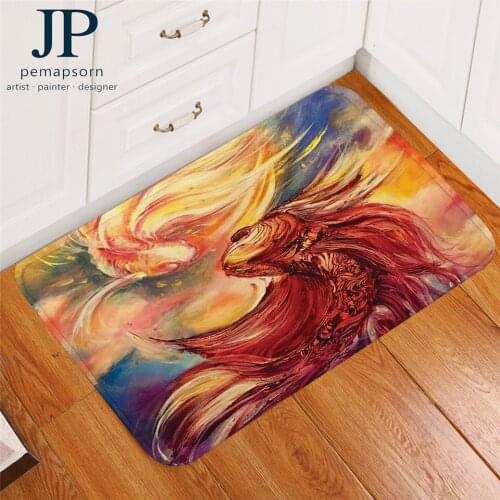 Fishes by Jp.pemapsorn Carpet Goldfish Non-slip Area Rug Koi Floor Mat Absorbent Watercolor Art Doormat For Bedroom Tapete