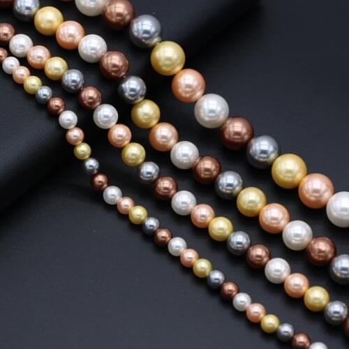 Wholesale Golden White Round Imitation Pearls Beads Natural Shell Punch Bead for Jewelry Making DIY Bracelet Earrings Crafts