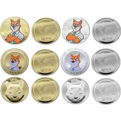 Metal Gold or Silver Plated Physical SHIBA SHIB Token Coin Souvenir Collection Coins Gifts