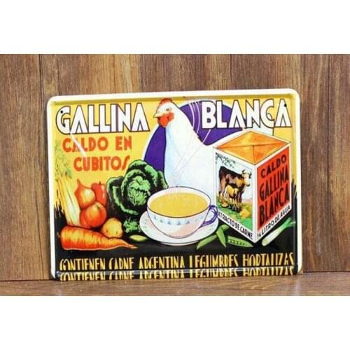 50pcs/lot Metal Sign shabby chic GALLINA BLANCA Metal tin sign iron painting art wall decorative painting Nostalgic classic wall