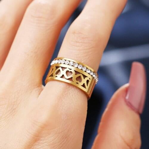 2021 NEW Stainless Steel Ring Hollow Heart Stylish Simplicity Style Retro Rings For Women Wedding Party Exquisite Gifts Jewelry