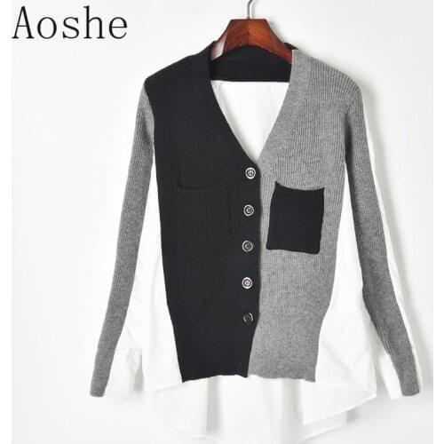 Spring New Knitting Color-spliced Shirt Ladies Of Loose And Lazy Cardigan