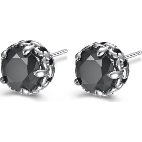 New Woman Men Earring Crystal Stainless Steel Stud Earrings 9MM Ears Fashion Punk Charm Cool Girl Jewelry