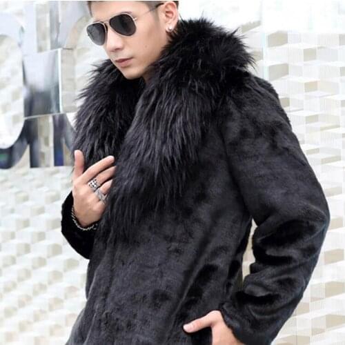 Autumn faux mink leather jacket mens winter thicken warm fur leather coat men loose jackets jaqueta de couro fashion black 3XL