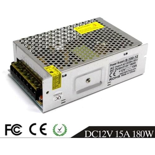 Small Volume DC12V Power Supply Switch 15A 180W Driver Transformers 110V 220V AC-DC SMPS for LED Light Stepper Motors CNC CCTV