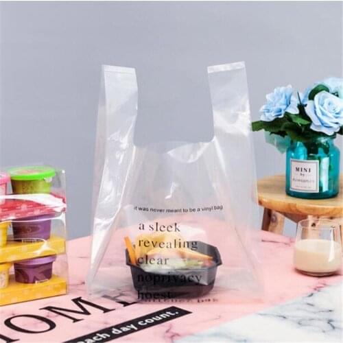 50Pcs/Lot Plastic Gift Bags With Handle Party Favor Jewelry Boutique Gifts Packaging Shopping Pouches Home Supplies Supermarket