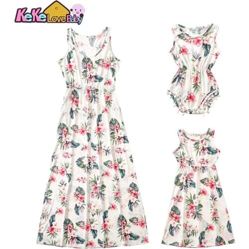 Matching Tank Dresses Family Look Clothes For Mom Girls Dress Outfits Mommy And Me Clothes Floral Print Summer Mother Daughter