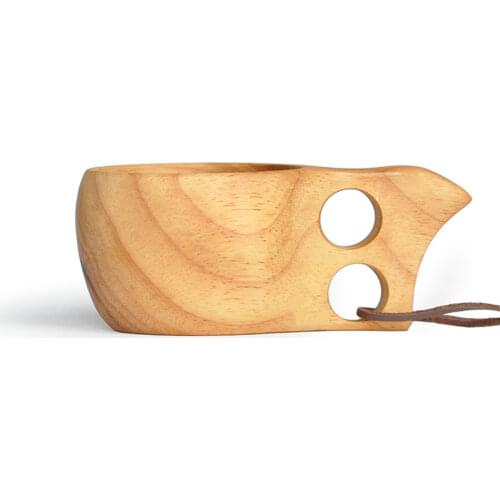 Finland Kuksa Portable Coffee Mug Rubber Wood Handle Two Hole Juice Milk Tea Coffee Drinking Cup Drinkware christmas mugs