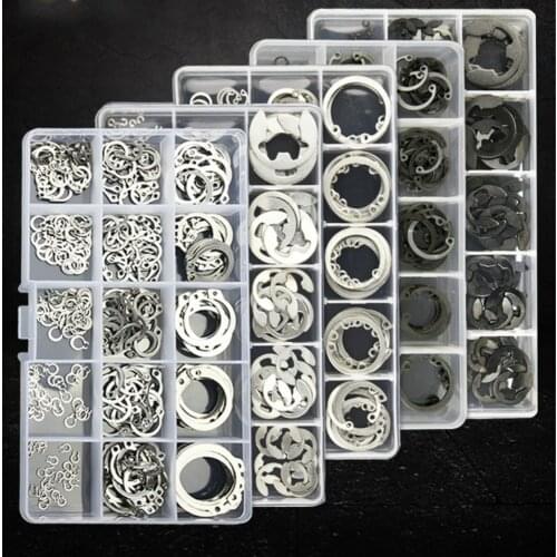 Clamping spring retaining ring set E-shaped clamping spring shaft clamping hole inner and outer retaining ring elastic washer