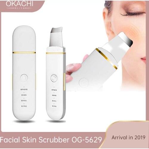 Professional Ultrasonic Ion Facial Skin Scrubber Electric Exfoliator Pore Cleaner Blackhead Removal Rechargeable Beauty Instrume