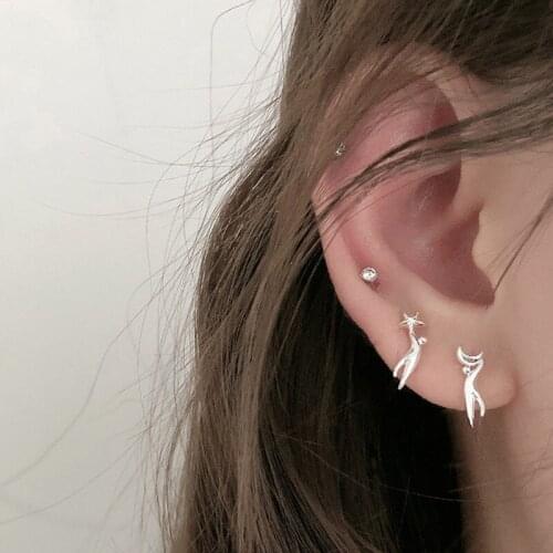 Stud Earrings For Women Picking Stars Moon Cartoon Villain Asymmetrical Fashion Korean New Trend Hot Student Jewelry BOYULIGE