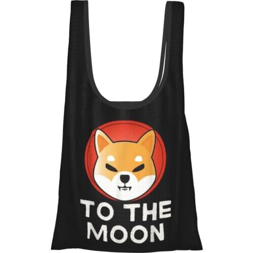 Shiba Inu To The Moon Token Shib Coin Crypto Hodle Bag Woman Shoulder Fold eco-friendly Bag Crypto Ins tote Bag