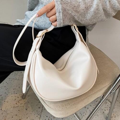 Soft Leather Shoulder Hobo Bag Simple Solid Color Messenger Bag Women Brand Designer Handbag Ladies Casual Travel Crossbody Bags