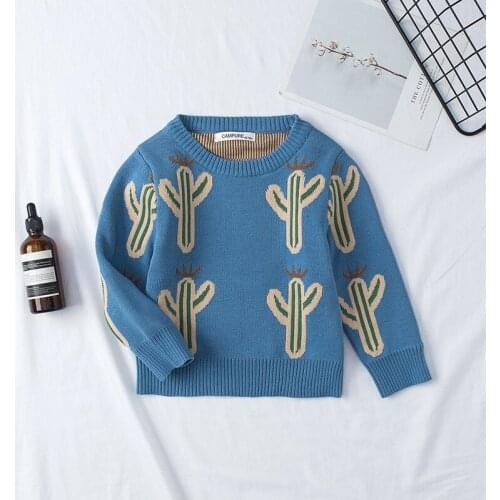 Spring Autumn Winter Baby Sweaters Cotton Knitted Cactus Pattern Pullover Sweater Warm Clothes for Boys and Girls