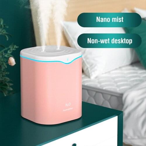 2000ML USB Air Humidifier Double Spray Port Essential Oil Aromatherapy Diffuser Cool Mist Maker Fogger With Coloful LED Light