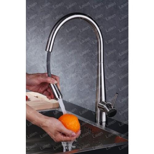 All copper rotatable can pull hot and cold taps Caipen sink faucet Single hole drawing hole