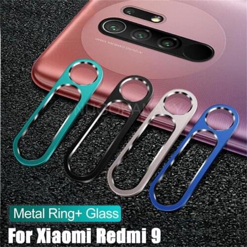 2in1 Camera Lens Tempered Glass + Protective Metal Ring Case for Xiaomi Redmi 9 Double Protection Lens Screen Protector Film