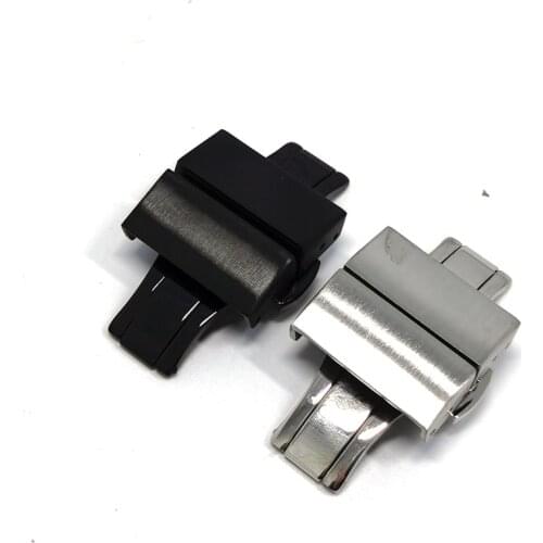 18mm 20mm 22mm Butterfly Buckle Metal Double Press Clasp Watch Repair Accessories Silver Black 316L Stainless Steel Watch Clasp