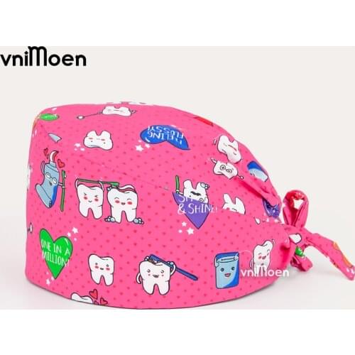 Pink women series Breathable Printing Scrub Cap High Quality Adjustable Printing Headscarf medici infermiera chirurgia chapeau