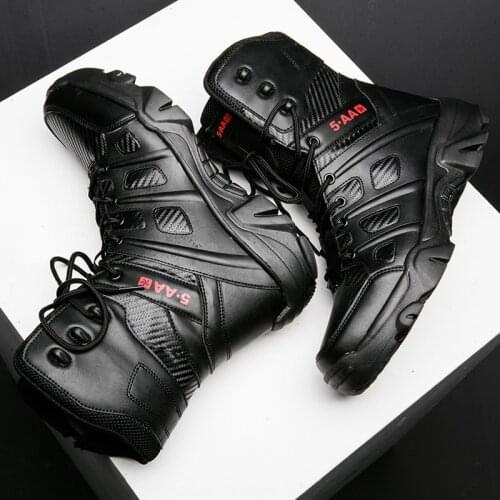 Winter Snow Boots Waterproof Leather Sneakers Super Warm Mens Military Combat Ankle Boots Outdoor Male Hiking Boots Work Shoes