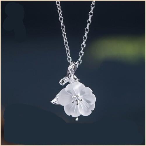 1pcs Chinese Style Flower Pendant Necklace Ancient Style Jewelry for Hanfu Daily Decor Accessories Women Girl Jewellery Gift