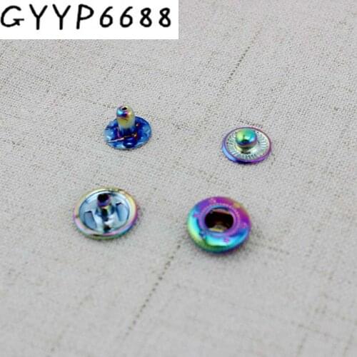 10sets High quality Rainbow Gold color bag button metal snap button no Sewing Press Studs Buttons Snap Fastener