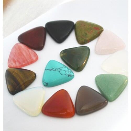 Fashion Mixed Color Natural Stone Triangle CAB Cabochons Beads For DIY Jewelry Making Side length 25MM*25mm*8mm 10PCS