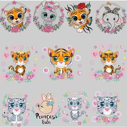 11 childrens clothing DIY decoration heat transfer animal heat transfer cute cartoon tiger rabbit elephant stickers