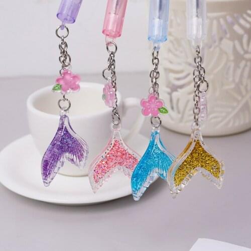 20pcs Creative Fishtail Sequin Neutral Pen Net Red Girl Heart Pendant Signature Pen Student Stationery Pens Office Wholesale