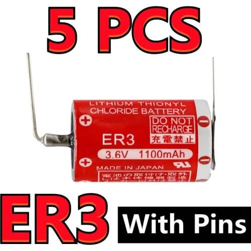 5PCS New Genuine Maxell ER3 3.6V 1100MAH Horned PLC Battery Lithium Thionyl Chloride Batteries With Pins Made in Japan