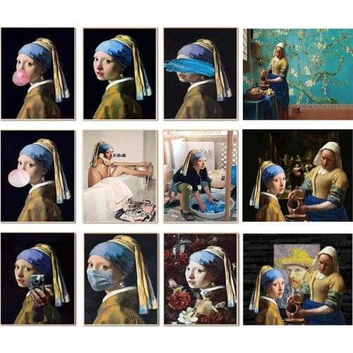 5D Diamond Painting The Milkmaid Full Square Diamond Embroidery Mosaic Picture Girl With A Pearl Earring Johannes Vermeer Series
