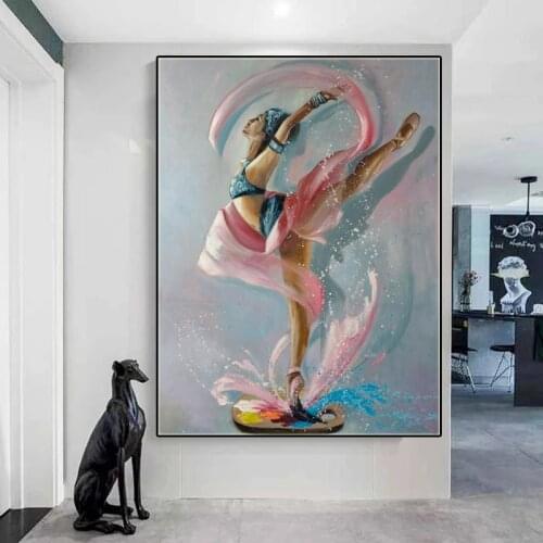 Abstract Ballerina Oil Painting Dance Ballet Girl Canvas Posters and Prints Wall Art Decorative Picture for Living Room Decor