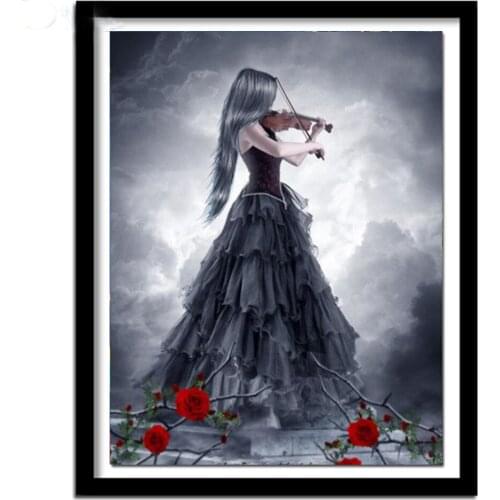 5D Diy Diamond Painting Portrait Diamond Embroidery Violin girl Full Square Drill Mosaic Cross Stitch Kit Home Decoration