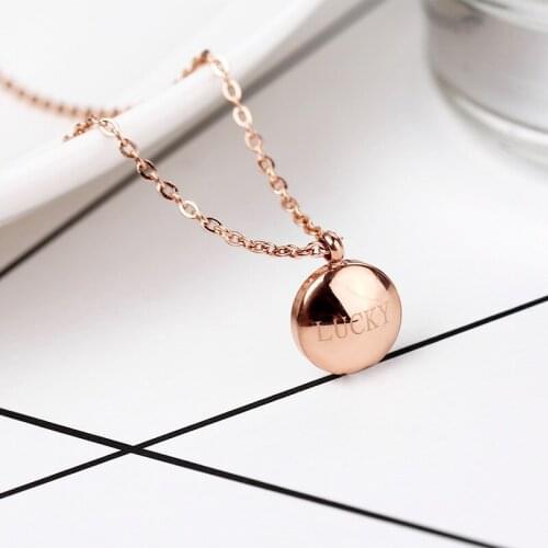 Anti-allergy and non-discoloration, Lucky letter small round ball titanium steel clavicle necklace