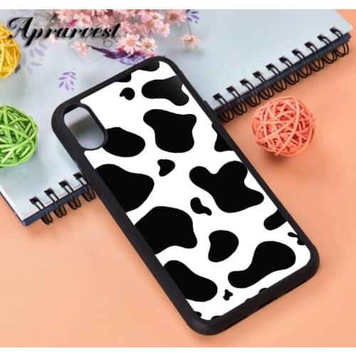 Aprarvest Black & White Cow Silicone Rubber Phone Case Cover For iPhone 6 6S 7 8 PLUS X XS XR 11 12 MINI PRO MAX