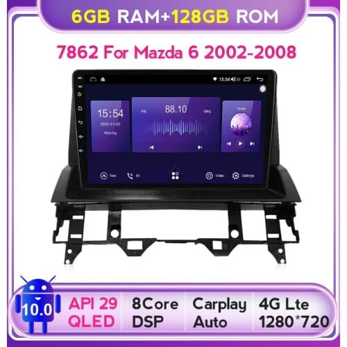 6G+128G QLED RDS Android 10 Car Radio Multimedia Player for Mazda 6 2002 2003 2004 2005 2006 - 2008 Navigation GPS 2 din no dvd