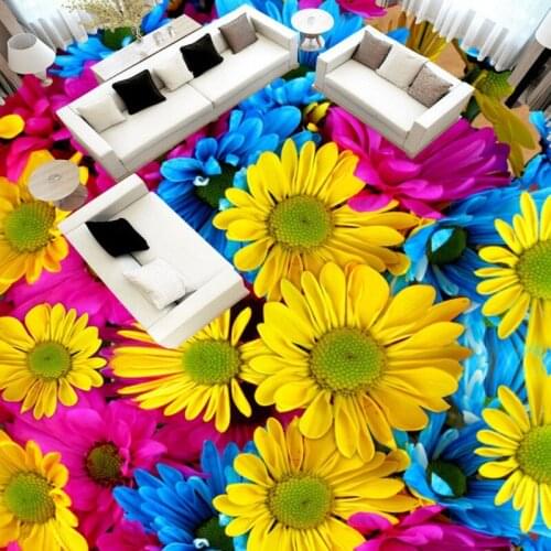Free Shipping flowers 3d Sea of flowers plant floor moisture-proof anti-skidding living room bedroom background wallpaper mural