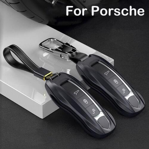 Alloy Car Key Fob Holder Cover Case For Porsche Cayenne 911 996 Panamera Macan Leather Protection Shell Auto Accessories Gift
