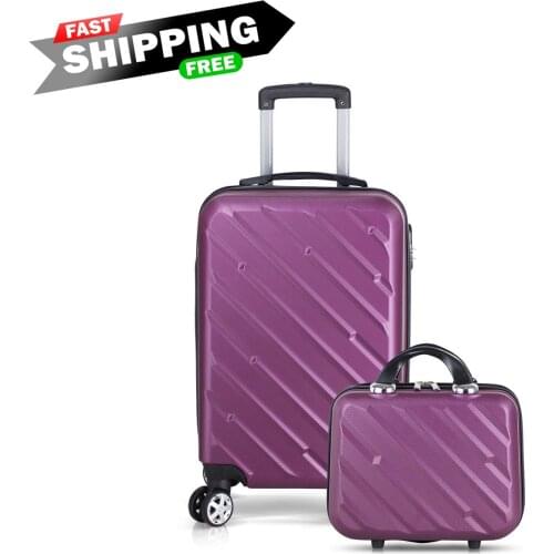 Dual Suitcase Set Big Boy and Vanity Cabinet Size Travel Bag Abs Unisex Holiday Purple Color Total 2 pcs