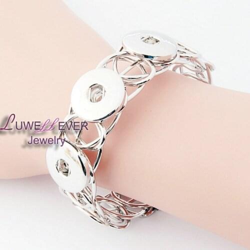 Geometric Rock Style Retro Exaggerated 18mm Snap Button Bracelet Bangle Interchangeable Charm Jewelry For Women Men gift