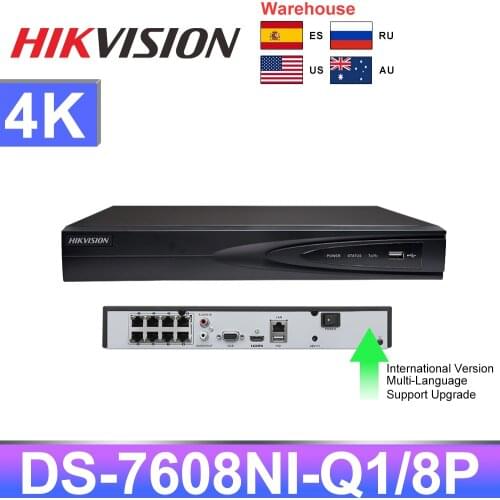 Hikvision NVR DS-7608NI-Q1/8P 8CH POE NVR 4K H.265+ 1 SATA for POE IPC Security Network Video Recorder