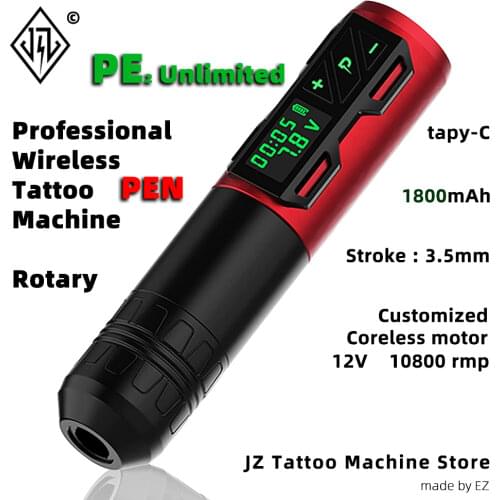 Professional Wireless Tattoo Pen Machine Battery with Portable Power Brushless Motor Digital LED Display For Body Art